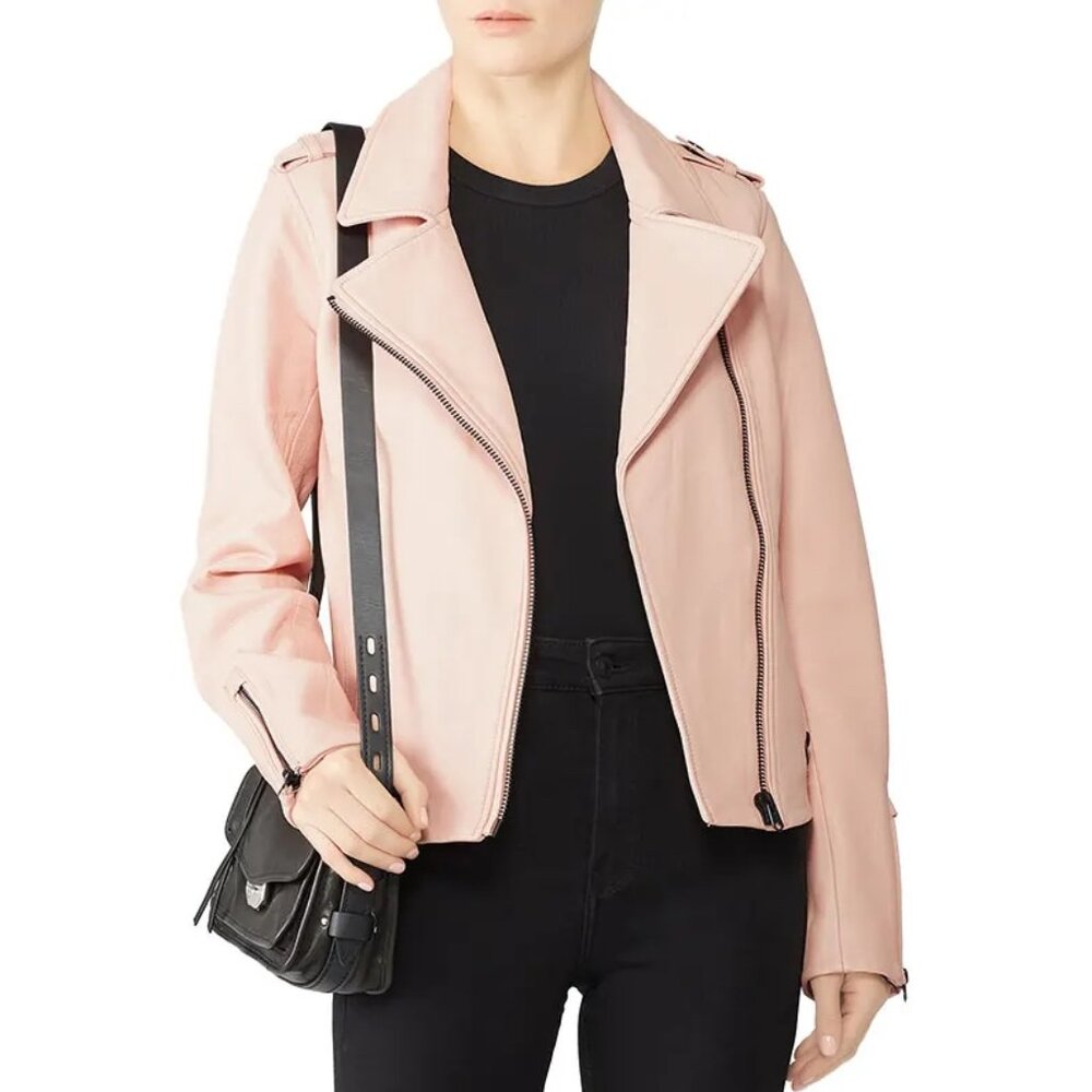 NWOT Scotch & Soda Pink Leather Jacket size S